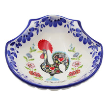 Load image into Gallery viewer, Portuguese Ceramic Sea Shell Dish with Rooster and Hand-Painted Floral Design