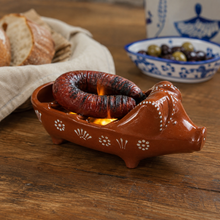 Load image into Gallery viewer, Socerâmica Hand-Painted Terracotta Happy Pig Sausage Roaster