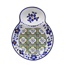 Load image into Gallery viewer, Traditional Tile Azulejo Yellow &amp; Green Ceramic Olive Dish with Pit Holder, Tavira

