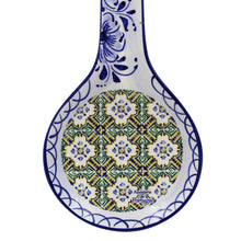 Load image into Gallery viewer, Traditional Tile Azulejo Yellow & Green Ceramic Spoon Rest Utensil Holder, Tavira