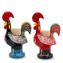 Load image into Gallery viewer, Traditional Hand-Painted Portuguese Good Luck Rooster Metal Toothpick Holder, 5"