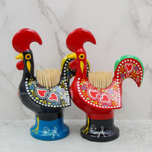 Load image into Gallery viewer, Traditional Hand-Painted Portuguese Good Luck Rooster Metal Toothpick Holder, 5"