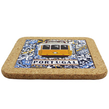 Load image into Gallery viewer, Traditional Portugal Yellow Tram Tile Cork Trivet
