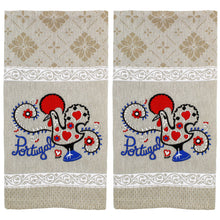 Load image into Gallery viewer, Traditional Portuguese Good Luck Rooster White & Beige Cotton Kitchen Dish Towel, Set of 2