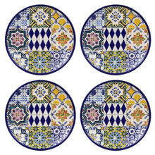 Load image into Gallery viewer, Traditional Tile Azulejo Multicolor Ceramic Dessert Plates Set of 4, Saudade
