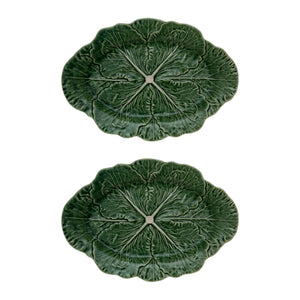 Bordallo Pinheiro Cabbage 15" Oval Platter, Set of 2