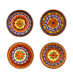 Hand-Painted Portuguese Pottery Clay Terracotta Colorful Sauce Bowl Set