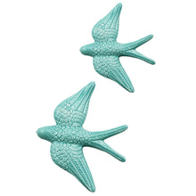 Load image into Gallery viewer, Traditional Light Blue Hand-Painted Ceramic Decorative Swallow, Set of 2
