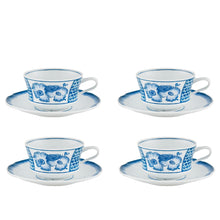 Load image into Gallery viewer, Vista Alegre Coralina Blue Tea Cup and Saucer, Set of 4
