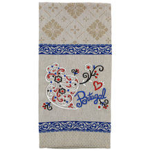 Load image into Gallery viewer, Traditional Portuguese Viana Heart Blue & Beige Cotton Kitchen Dish Towel, Set of 2