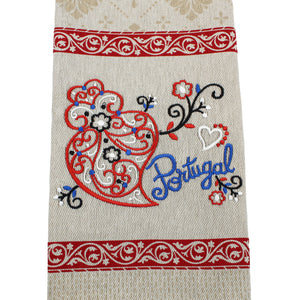 Traditional Portuguese Viana Heart Red & Beige Cotton Kitchen Dish Towel, Set of 2