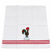 Load image into Gallery viewer, Portugal Rooster Kitchen Towels with Red Stripe Accent – Set of 2, 100% Cotton Dish Towels (23.5" x 19")