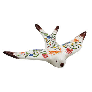 Traditional Multicolor Hand-Painted Ceramic Brown and White Decorative Swallow, Set of 2