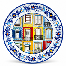 Load image into Gallery viewer, Hand-Painted Portuguese Ceramic Plate – Windows of Portugal Design, 10.5"