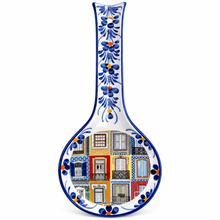 Load image into Gallery viewer, Hand-Painted Portuguese Ceramic Spoon Rest – Windows of Portugal Design, 10"