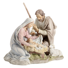 Load image into Gallery viewer, Holy Family Nativity Figurine – Mary, Joseph, Baby Jesus & Lamb
