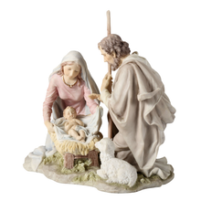 Load image into Gallery viewer, Holy Family Nativity Figurine – Mary, Joseph, Baby Jesus & Lamb