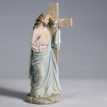 Load image into Gallery viewer, Sacred Heart of Jesus Leaning On Dove Cross Statue, 11.2"