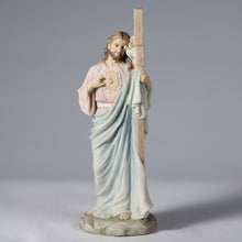 Load image into Gallery viewer, Sacred Heart of Jesus Leaning On Dove Cross Statue, 11.2"