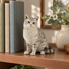 Load image into Gallery viewer, American Shorthair Gray Spotted Tabby Cat Figurine, 4.4"
