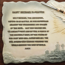 Load image into Gallery viewer, St. Michael the Archangel Prayer Wall Plaque with Wood Finish Base