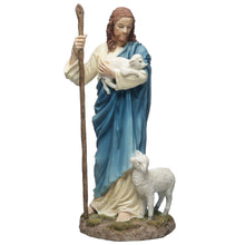 Load image into Gallery viewer, Jesus the Good Shepherd Statue – Holding Lamb with Shepherd’s Staff