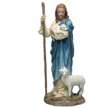Load image into Gallery viewer, Jesus the Good Shepherd Statue – Holding Lamb with Shepherd’s Staff