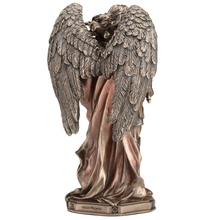 Load image into Gallery viewer, Archangel Saint Michael Figurine – Cold Cast Bronze Statue Wielding Sword and Shield