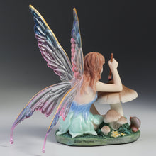 Load image into Gallery viewer, Fairy Figurine Painting Ladybug on Mushroom – Colorful Winged Fairy Statue with Nature Accents