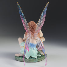 Load image into Gallery viewer, Fairy Figurine Painting Ladybug on Mushroom – Colorful Winged Fairy Statue with Nature Accents