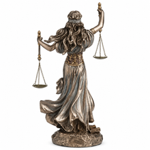 Load image into Gallery viewer, Blindfolded Lady Justice with Twin Scales Statue – Cold Cast Bronze, 10.5"