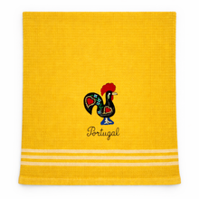 Load image into Gallery viewer, Portuguese Rooster Yellow Tea Towels – Set of 2, 100% Cotton Kitchen Towels (23.5" x 19.5")