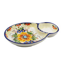Load image into Gallery viewer, Traditional Hand-Painted Yellow Floral Olive Dish with Pit Holder
