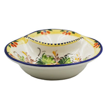 Load image into Gallery viewer, Large Traditional Hand-Painted Yellow Floral Olive Dish with Pit Holder
