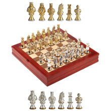 Load image into Gallery viewer, Medieval Crusades Knight Chess Set – 32-Piece Chessmen with Collector Wooden Storage Board