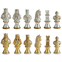 Load image into Gallery viewer, Medieval Crusades Knight Chess Set – 32-Piece Chessmen with Collector Wooden Storage Board