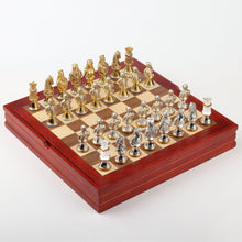 Load image into Gallery viewer, Medieval Crusades Knight Chess Set – 32-Piece Chessmen with Collector Wooden Storage Board