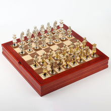 Load image into Gallery viewer, Medieval Crusades Knight Chess Set – 32-Piece Chessmen with Collector Wooden Storage Board