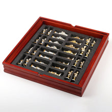 Load image into Gallery viewer, Medieval Crusades Knight Chess Set – 32-Piece Chessmen with Collector Wooden Storage Board