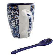 Load image into Gallery viewer, Traditional Portuguese Blue Tile Azulejo Ceramic Mug with Spoon
