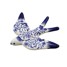 Load image into Gallery viewer, Hand-painted Portuguese Ceramic Blue Floral Swallow, Set of 2
