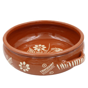 Traditional Portuguese Clay Terracotta Hand-Painted Cazuela Cooking Pot, Casserole Baking Dish