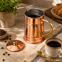 Load image into Gallery viewer, Handcrafted Portuguese Copper Coffee Pot with Tin-Lined Interior & Brass Handle