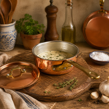Load image into Gallery viewer, Handcrafted Portuguese Copper Saucepan with Tin-Lined Interior & Brass Handle