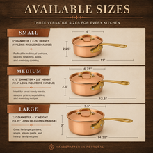 Load image into Gallery viewer, Handcrafted Portuguese Copper Saucepan with Tin-Lined Interior & Brass Handle