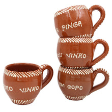 Load image into Gallery viewer, Traditional Portuguese Clay Terracotta Hand-Painted Wine Cups, Set of 4