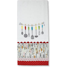 Load image into Gallery viewer, 100% Cotton Decorative Kitchen Dish Towel with Border - Made in Portugal - Cutlery