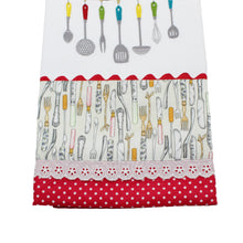 Load image into Gallery viewer, 100% Cotton Decorative Kitchen Dish Towel with Border - Made in Portugal - Cutlery