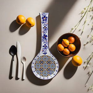 Hand-painted Portuguese Floral Tile Azulejo Ceramic Spoon Rest