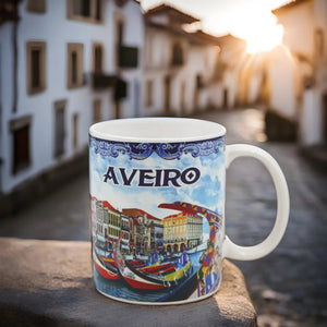 Traditional Portugal Aveiro Blue Ceramic Coffee Mug Gift Box